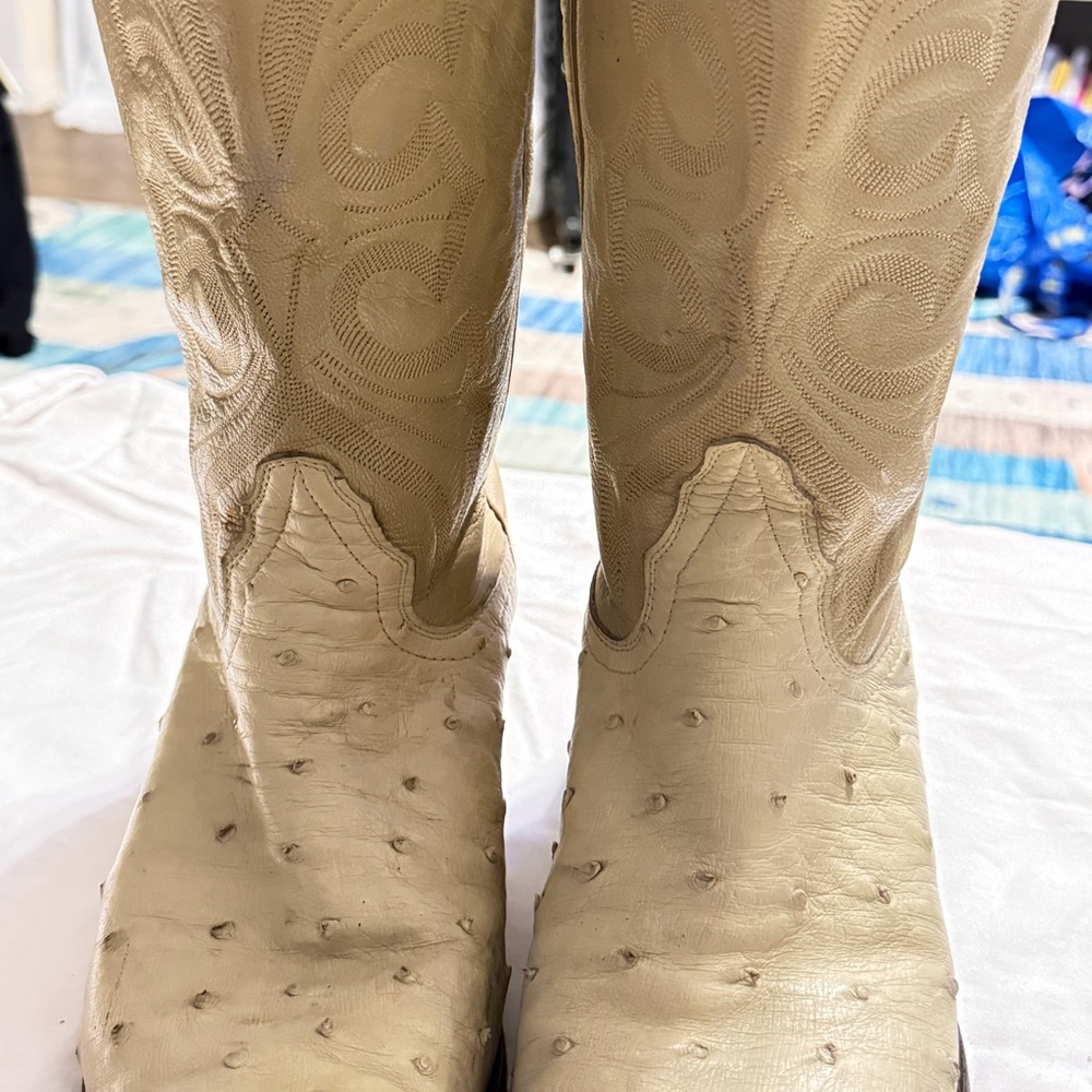 Vintage Yield Ostrich Cowboy Boots Men’s 8 EE USA Made Western - Picture 6 of 16